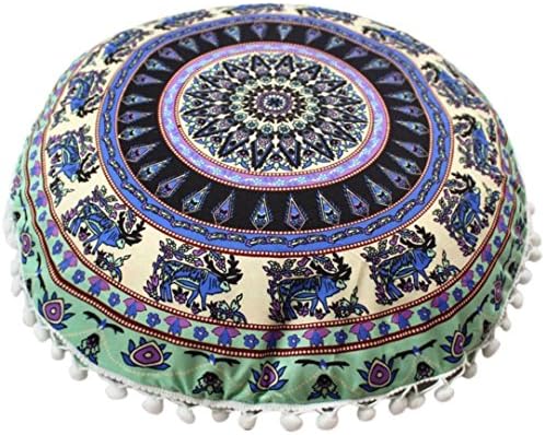 Napoo 2018 NEW Indian Mandala Print Pillows Round Bohemian Home Pillows Case Cushions (L)