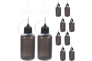 Operitacx 10pcs 30ml Needle Tip Glue Bottles with Funnel and Cover, Flexible Plastic Applicator Bottles