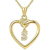 FEZODO Heart Initial Necklaces for Women Girls Kids, Dainty 18K Gold Plated Heart Initial Necklace Teen Girl Gifts Trendy Stuff Cute Letter Pendant Necklace Birthday Gifts for Women Girls Gold Jewelry