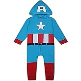 Marvel Hulk, Captain America, Iron Man or Spider-Man Boys Zip Up Hooded Coverall for Infant and Toddler