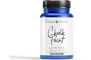 GRANOTONE Chalk Paint for Furniture | Matt-Finish Water-Based Acrylic Paint for Wood, Walls, Metal, Glass, Paper, Fabric Canvas | Maximum Coverage Chalk Paint for Kids & Adults, 120 Ml (AZURE BLUE)