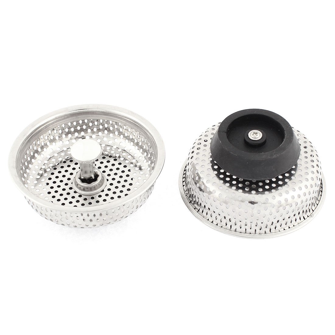 sourcingmap Stainless Steel Sink Basin Garbage Waste Stopper Filter Strainer 85mm Dia 2pcs Silver Tone