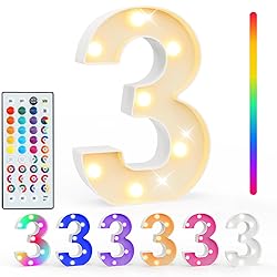 Pooqla Colorful Light Up Numbers, 35 Colors LED