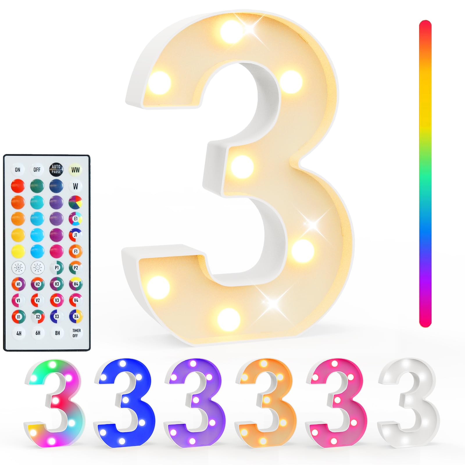 Pooqla Colorful Light Up Numbers, 35 Colors LED