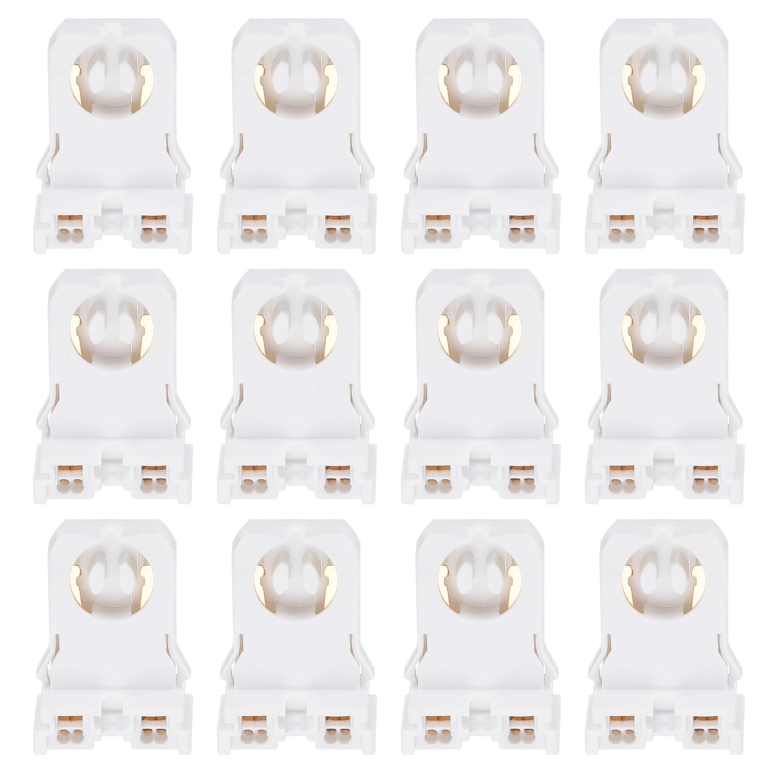 PATIKIL T8 Lamp Holder, 12pcs Non-shunted Tombstone Light Socket G13 Base for LED Integrated Fluorescent Tube Replacements, White
