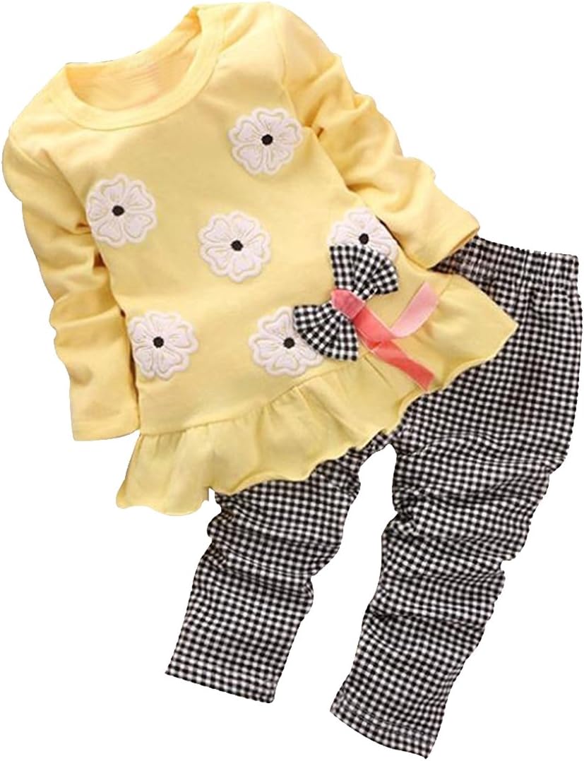Adorable Toddler Baby Girls Outfits Flower Pattern Clothes 2pcs Set