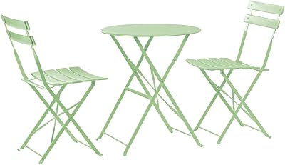 Harbour Housewares Sussex 2 Seater Folding Table Chairs Outdoor Sage Green