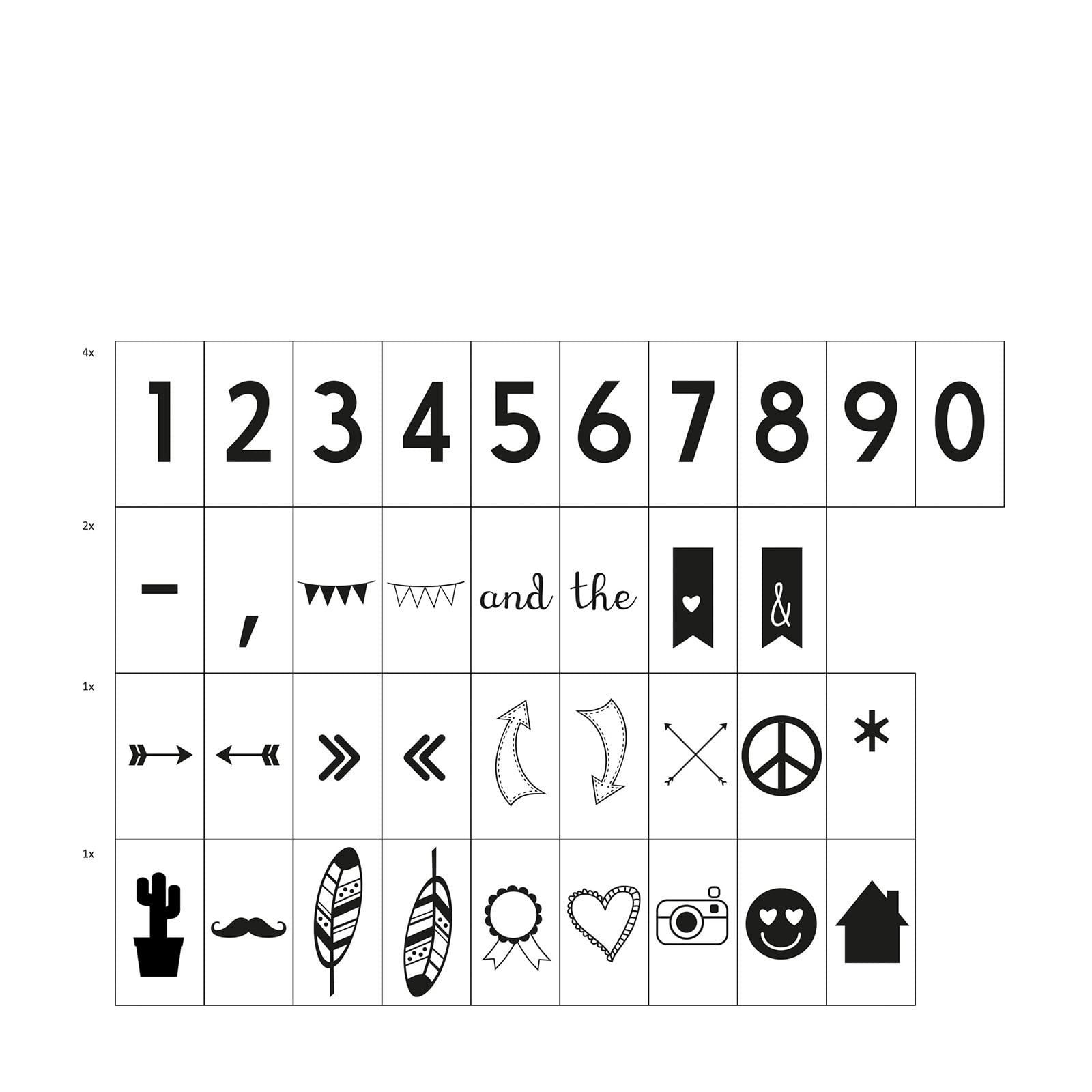 Vaessen Creative 74-Piece Funky Light Box Symbols