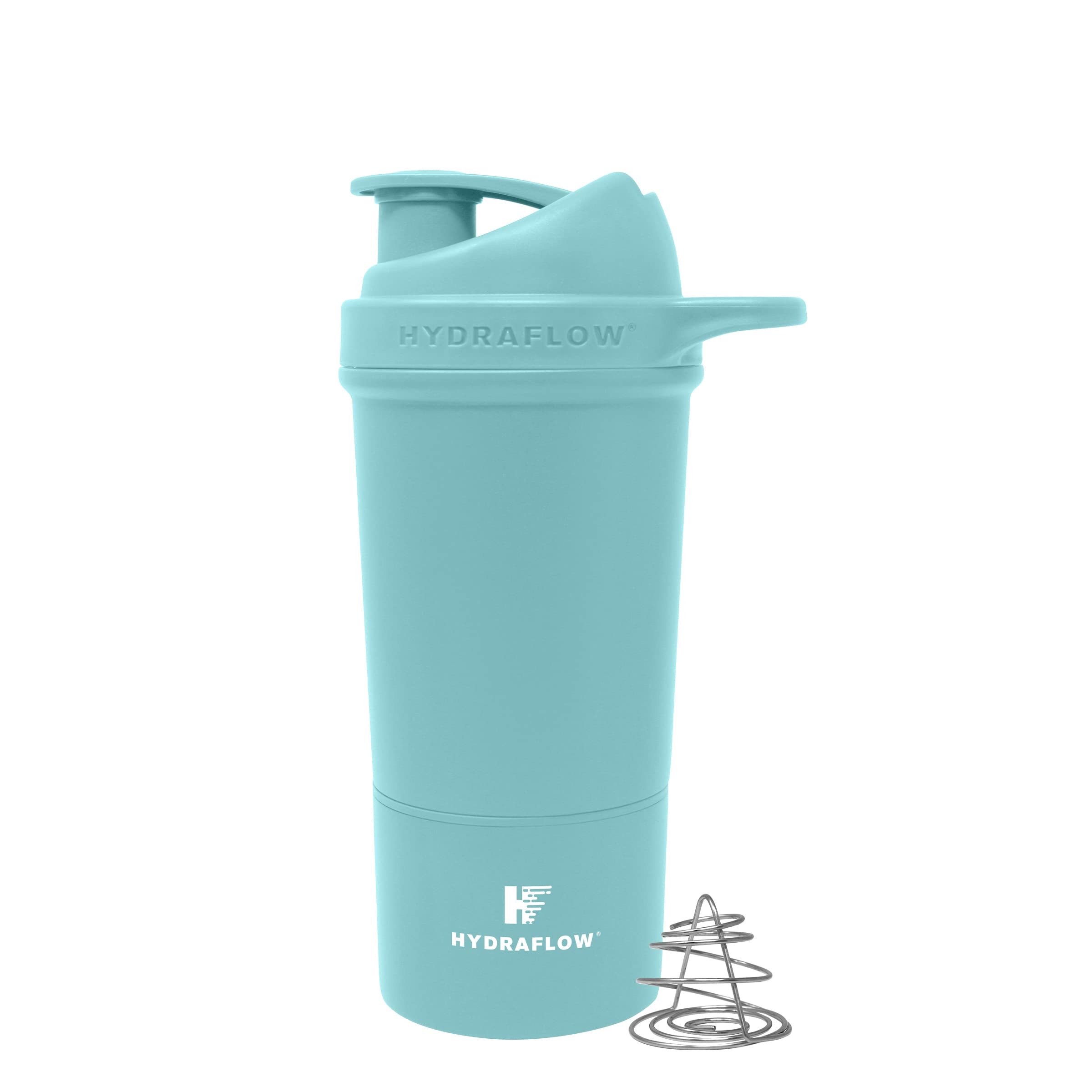 HYDRAFLOW Boost Insulated Protein Shaker Bottle, Superior Mixing Capabilities, 24-Ounce – Powder Aqua