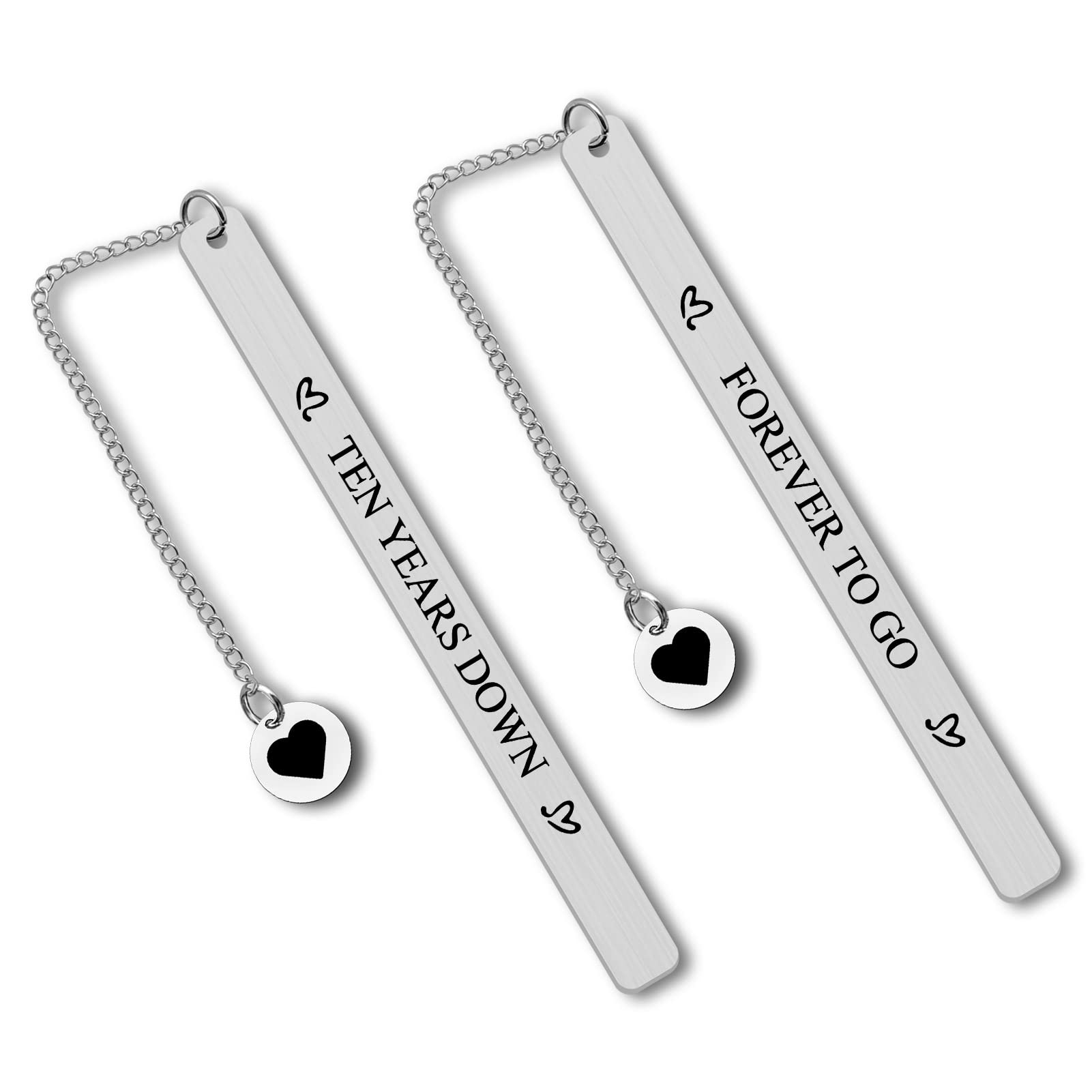 10 Years Anniversary Bookmark for Men Women 10th Anniversary Tin Gifts 10 Years of Marriage Gifts for Couple Him Her Husband Wife Boyfriend Girlfriend