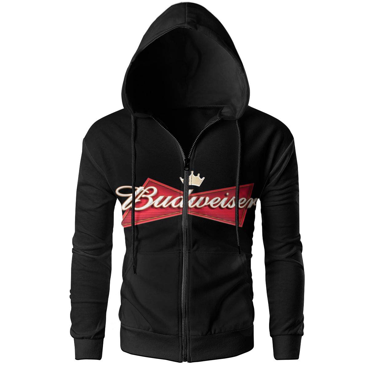 Men's Hoodies Budweiser Beer Logo Pullover Sweatshirts Hooded Black Jackets