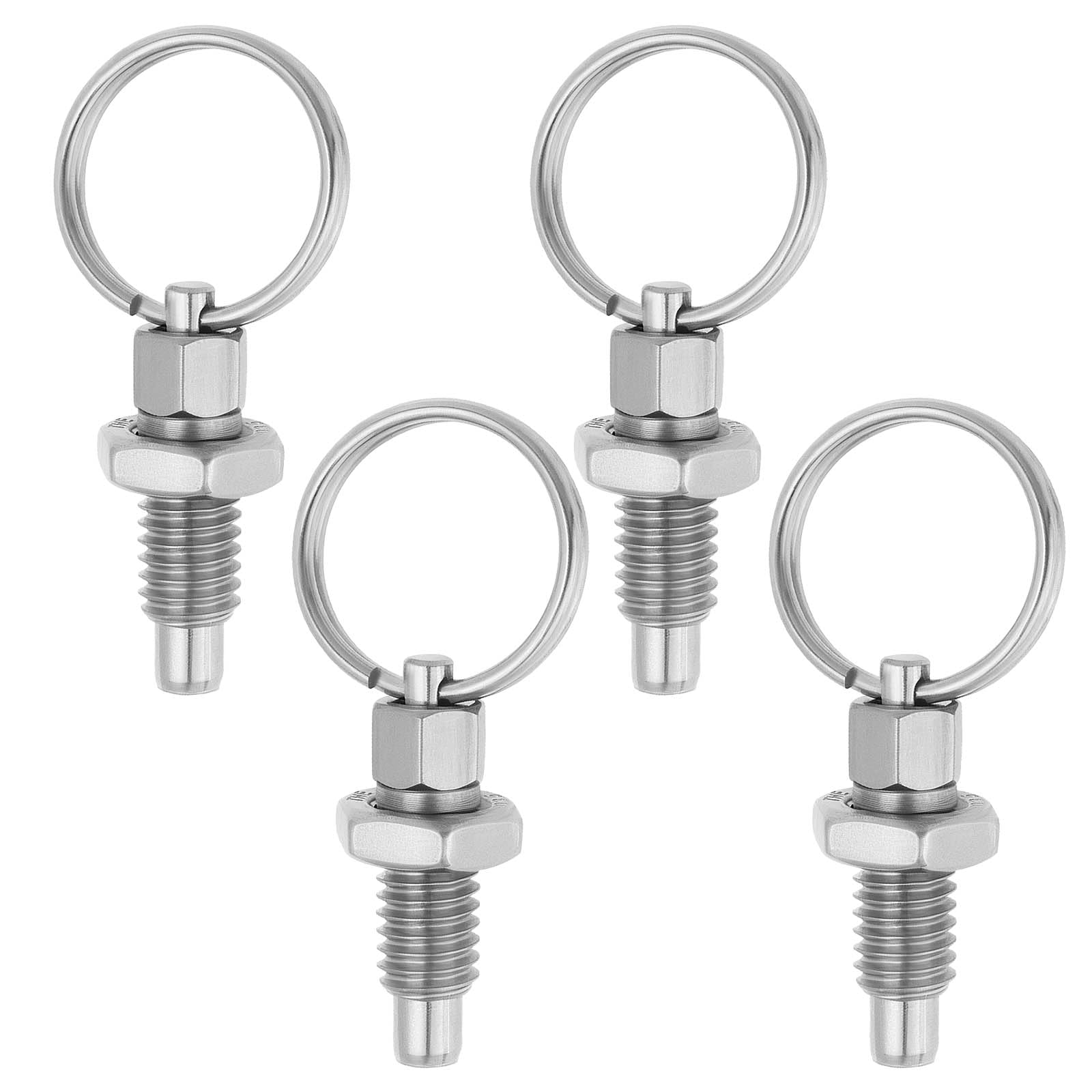 Be In Your Mind 4Pcs Spring Plunger Stainless Steel with Pull Ring Thread M6x1 Length 12mm Pin Outer Diameter 4mm Used in Chassis Cabinet Industrial Equipment