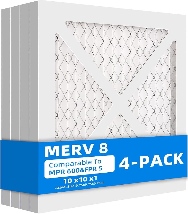 Chenzhit 2 Pack 10x10x1 Furnace Air Filter MERV 8 MPR 600 FPR 5 Pleated