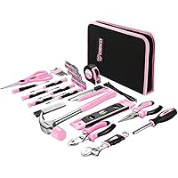 Pink Tool Set：DEKO Household Tool Kit for Women Girls,Ladies Portable Tool Set with Easy Carrying Pouch, Perfect for DIY Proj