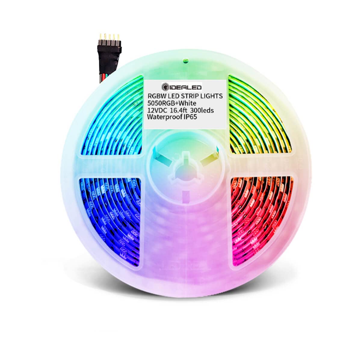 GIDEALED RGBW LED Strip Light 16.4ft,Dimmable SMD5050 RGB Cold White 12V 300LEDs Mixed Color Changing 5 pin LED Flexible LightStrip Ambiance Lighting for Home Decoration,Only RGBCW LED Tape Lights