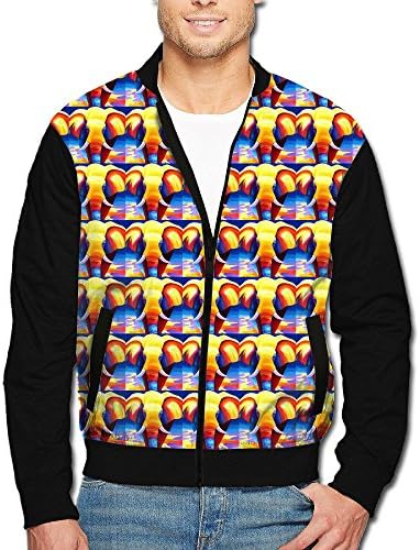 Men's Color Art Elephants Pattern Casual Sport Zip Outerwear Jacket
