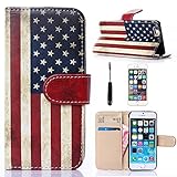 iPhone 6 Case,iPhone 6 Phone Case,iPhone 6 Leather Case,iPhone 6 Wallet Case,iPhone 6 Flip Case,HKW 3 in 1 U.S American Flag Pattern Wallet Stand Leather Case with Card Slot for Apple iPhone 6 4.7
