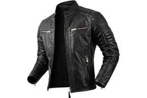 Men's Genuine Black Biker Leather Jacket Crossover Quilted Style, Real Lambskin Slim Fit Motorcycle Jacket Men