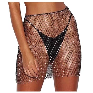 black fishnet rhinestone cover up dress