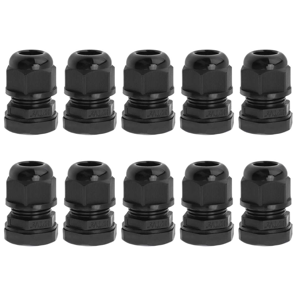 Photo 1 of RTNLIT 1/2" NPT Cable Gland, Waterproof Adjustable Nylon Plastic Strain Relief Cord Connectors With Gaskets(Pack of 10)