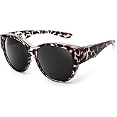 Leoidou Polarized Sunglasses Fit Over Glasses Over Glasses Trendy Round Cat Eye and HD Wrap-around Sunglasses
