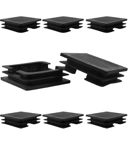 8-Pack Black Square Tubing End Caps – 75mm X 75mm, Plastic Chair Glides & Floor Protectors For Table Legs, Fences