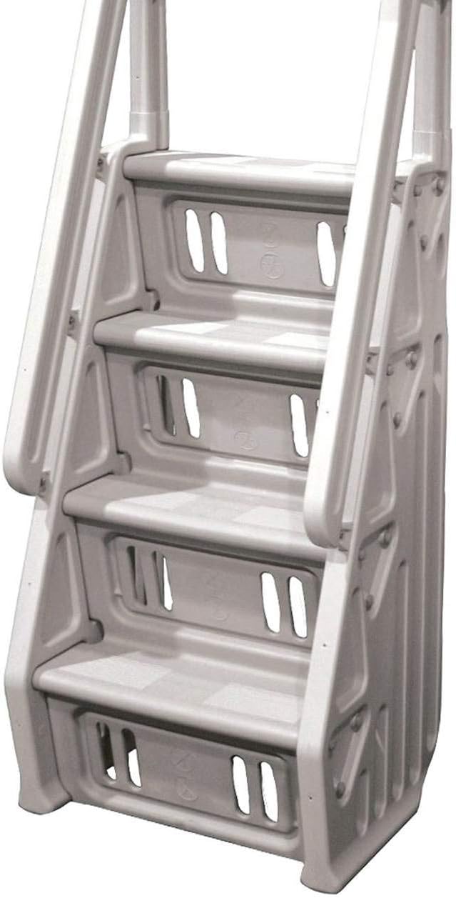 Vinyl Works Deluxe Adjustable 24 Inch in-Pool Step Ladder Entry System for Above Ground Swimming Pools, Taupe : Swimming Pool Ladders : Garden & Outdoor