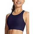 baleaf Women's Swim Bra Modest High Neck Bikini Tops Quick Dry UPF 50+Bathing Suit Sports Workout Removable Padded
