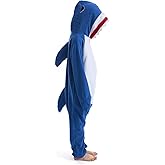 OGU' DEAL Shark Onesie Sleepwear for Kids Animal Costume Halloween Hooded Jumpsuit with Pockets