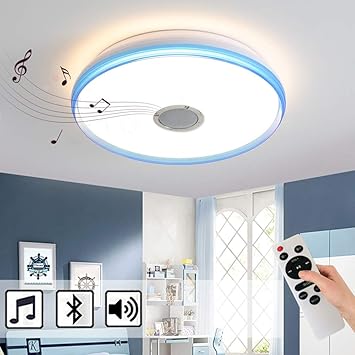 Natsen Bluetooth Deckenleuchte Led Deckenlampe Mit Lautsprecher Dimmbar Mit Fernbedienung 24w Blau Weiss Fernbedienung Ohne Rgb Amazon De Baby