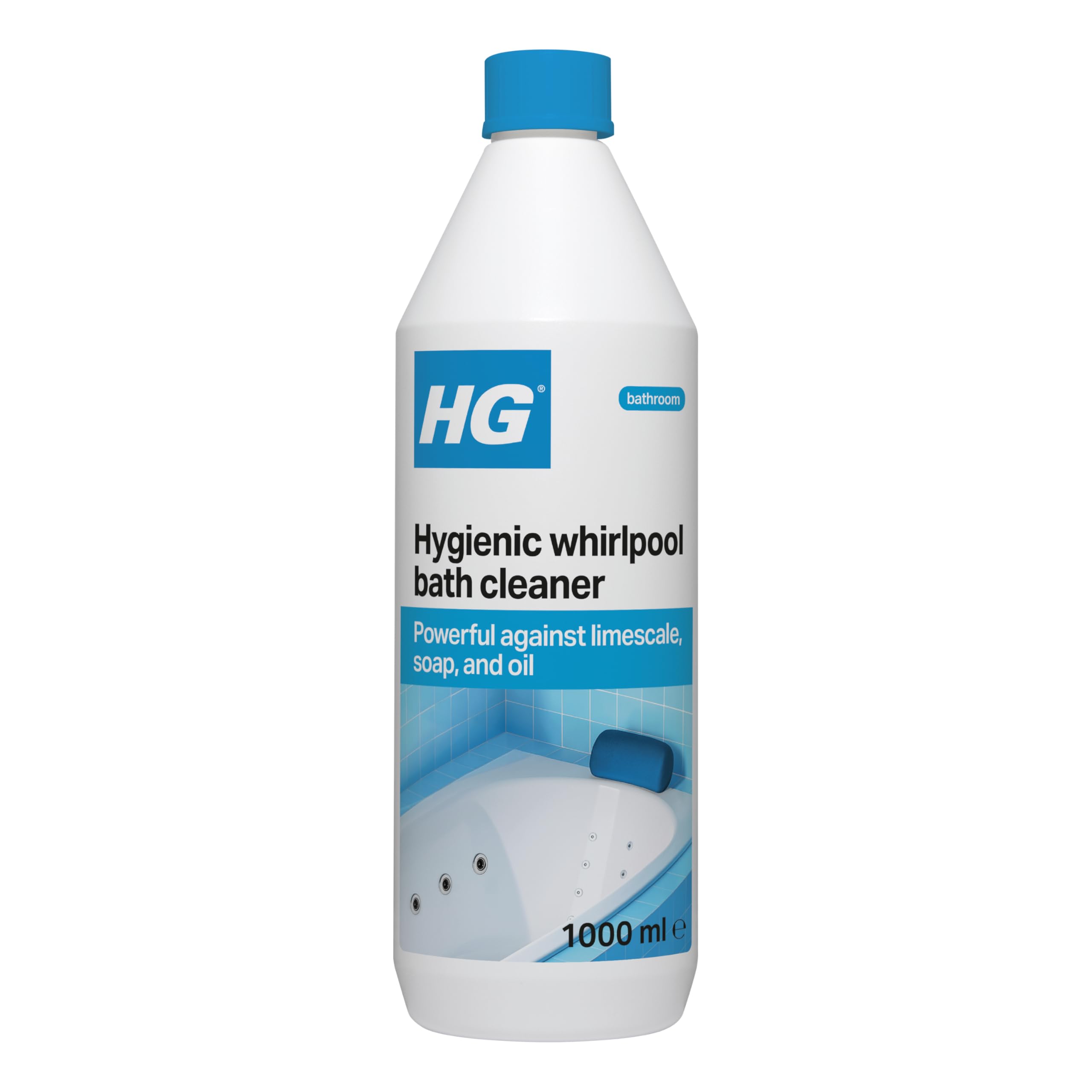 HG Hygienic Whirlpool Bath Cleaner, Naturally Formulated Jetted Bath Spa & Hot Tub Cleaner, Effective Jacuzzi Bath Cleaner, Removes Scale Grease, Soap, Oil & Odours - 1L