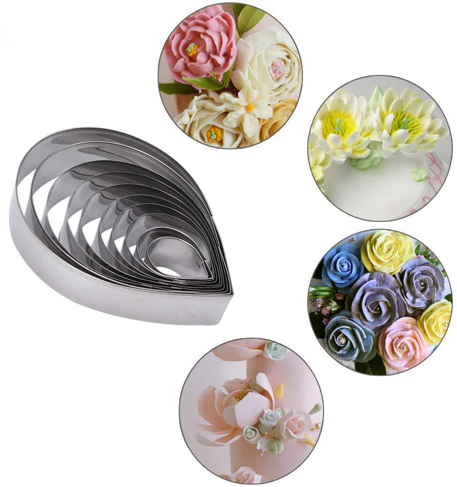 10pcs Rose Petal Cutter Set, Cake Flower Shapes Cutters Decoration Mold Fondant Sugar Craft Decorating Tools for Wedding, Birthday Cake Decorating