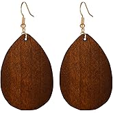 SMALLLOVE Wooden Hoop Earrings for Women Retro Black African Bohemian Wood Teardrop Geometric Lightweight Dangle Drop Earrings