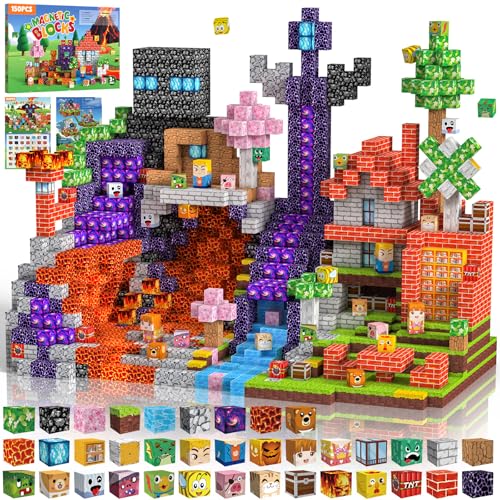 Costruzioni Magnetiche per Bambini 150 PCS 2CM 3+ Giochi Cubi Magnetici, Blocchi Building Blocks Giocattoli Montessori a Partire da 3 4 5 6 7 8 9 10 11 12 Anni Regali di Compleanno per Ragazzi