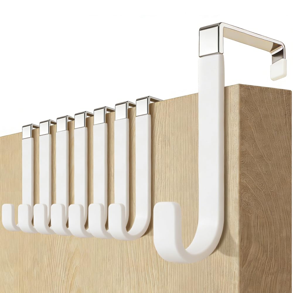 MIVITOOM 8 Pack Over The Door Hook Hanger, Metal Hooks with Soft Rubber Prevent Scratches,Wreath Hanger for Hanging Front Door, Bathroom, Bedroom（Fits Widths Up to 3.7cm）