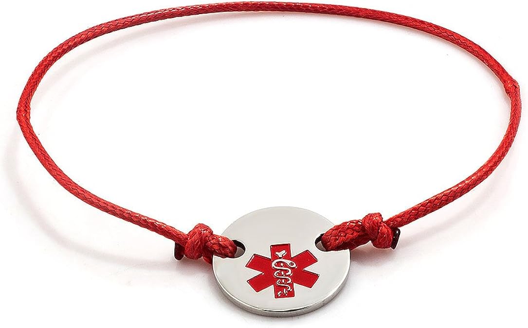 Heart of Charms Surgical Stainless Steel Medical Alert ID Bracelets Tag Emergency Rope Leather