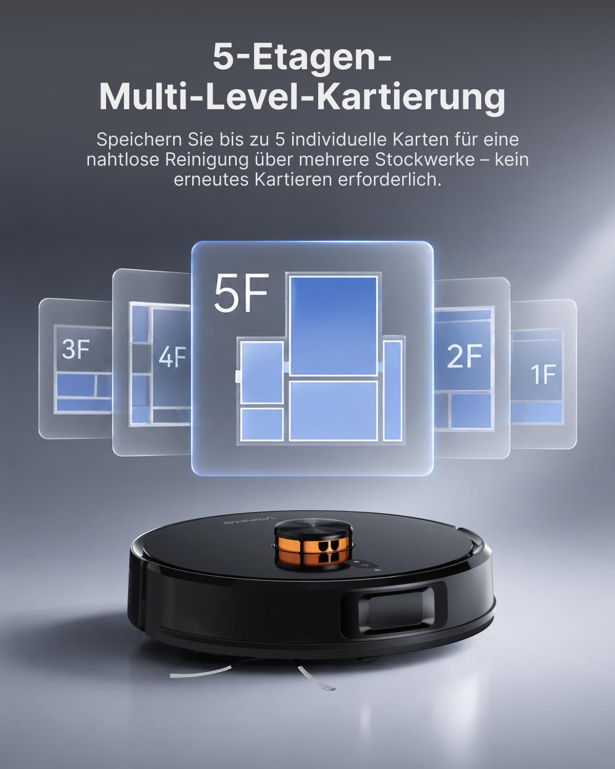 VONKO S6 Pro Saugroboter mit Wischfunktion und Absaugstation, 8000Pa Saugkraft,LiDAR 2.0 Laser Navigation,180 Min.Laufzeit,Teppicherkennung,App/Alexa,Ideal für Tierhaare, Hartböden,Schwarz 6