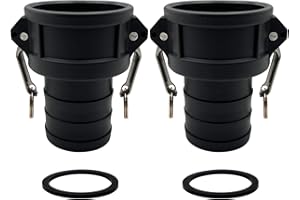 BITOTU 2PCS Camlock Fittings Poly C-50 1/2" Type C Standard Couplings Cam lock Fittings Polypropylene Cam Groove Fitting Female Camlock with a Hose Shank (0.5 inch, Type C)