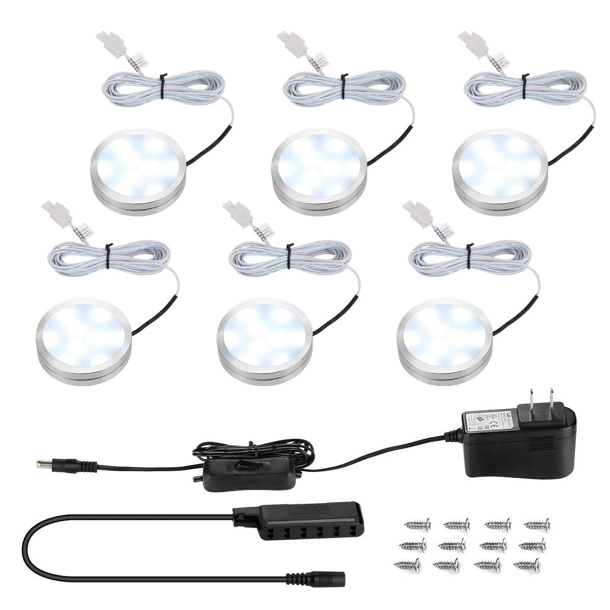 LE 6 Pack LED Puck Lights, Kitchen Under Lighting Kit, 1020