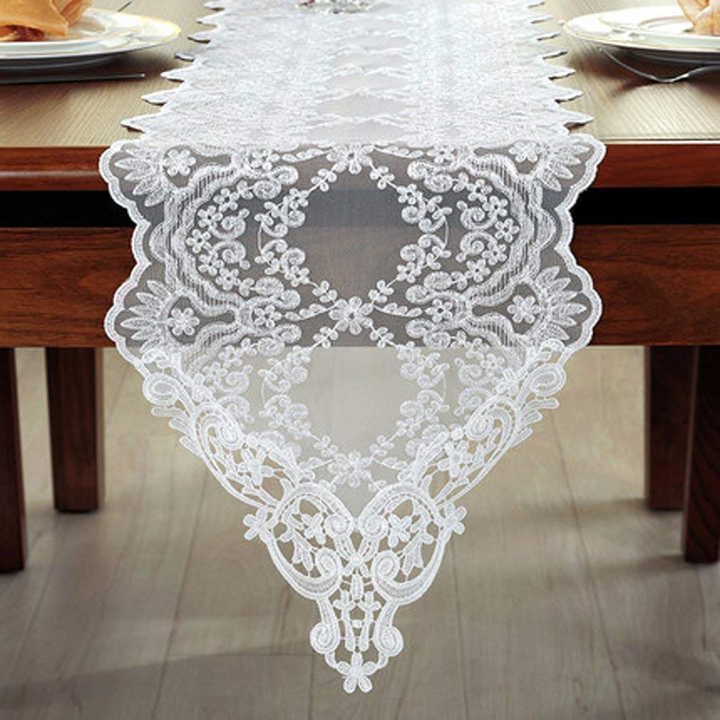 Best beige lace end table runner