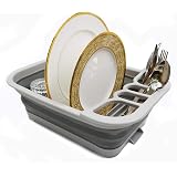 SAMMART Collapsible Dish Drainer With Board – Foldable, Space Saving, Portable – White/Grey 2-Pack - View #2