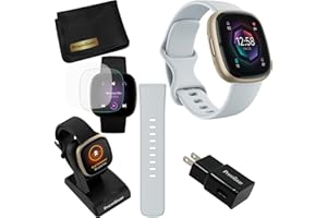Fitbit Sense 2 Advanced Health and Fitness Smart Watch (Blue Mist) with Manage Stress, ECG, SpO2, GPS, S & L Bands, Bundle with Charger Dock, Wall Adapter, 2 Screen Protectors & PremGear Cloth