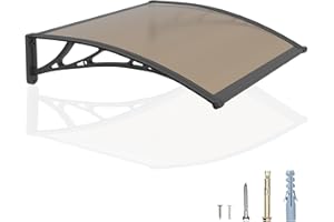 GUANSU-CN 32x48'' Window and Door Awning Exterior, UV/Rain/Snow/Sunlight Protection Sheet,UPF 50+ Polycarbonate Overhang Canopy,House Overdoor Awnings for Door Entrance Outside/Patio/Porch/Deck