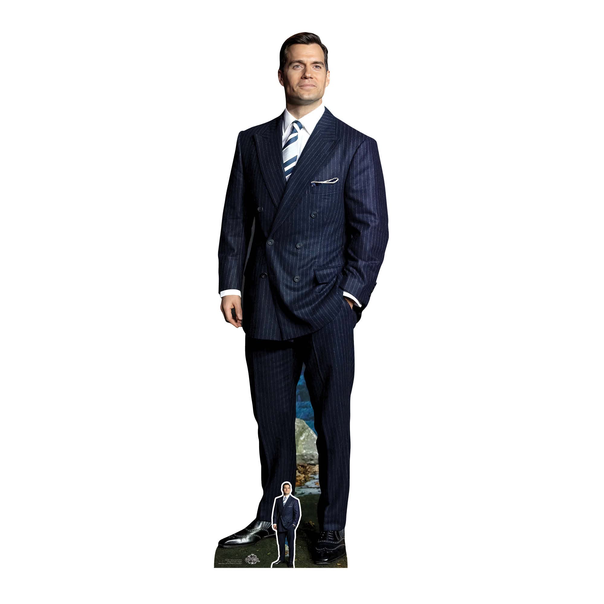Star Cutouts CS1051 Henry Cavill Black Suit White Shirt Lifesize Cardboard Cutout With Mini Actor