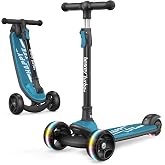 besrey 3 Wheel Scooter for Kids Ages 3-10 with 4 Adjustable Height | LED Light Wheels, Foldable Toddler Scooter, Extra Deck, Lean-to-Steer Design, Sturdy and Safe