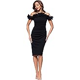 Xscape Women's Halter Neck Ruffle Off The Shoulder Scuba Crepe Midi Dress, Black, 12P