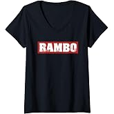 Womens Rambo Classic Logo V-Neck T-Shirt