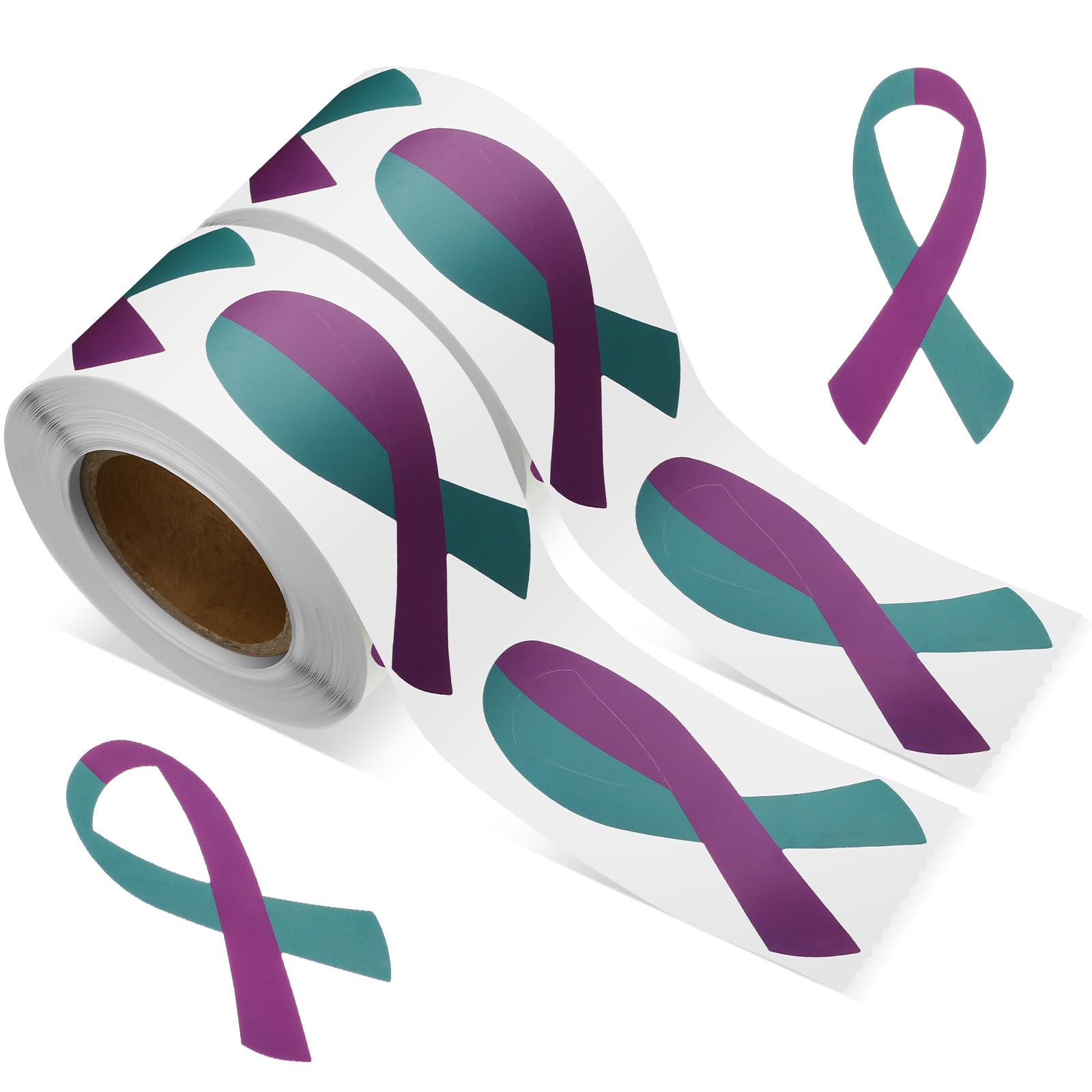 Photo 1 of Geyoga 500 Pieces Suicide Prevention Awareness Stickers Teal and Purple Ribbon Stickers Decals for Suicide Prevention and Sexual Assault Awareness, Events, Fundraising