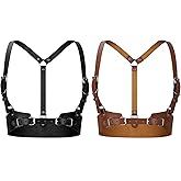 Hicarer 2 Pcs Women Leather Waist Belt Leather Harness for Women Fashion Body Chain Adjustable Waist Belt for Party Cosplay
