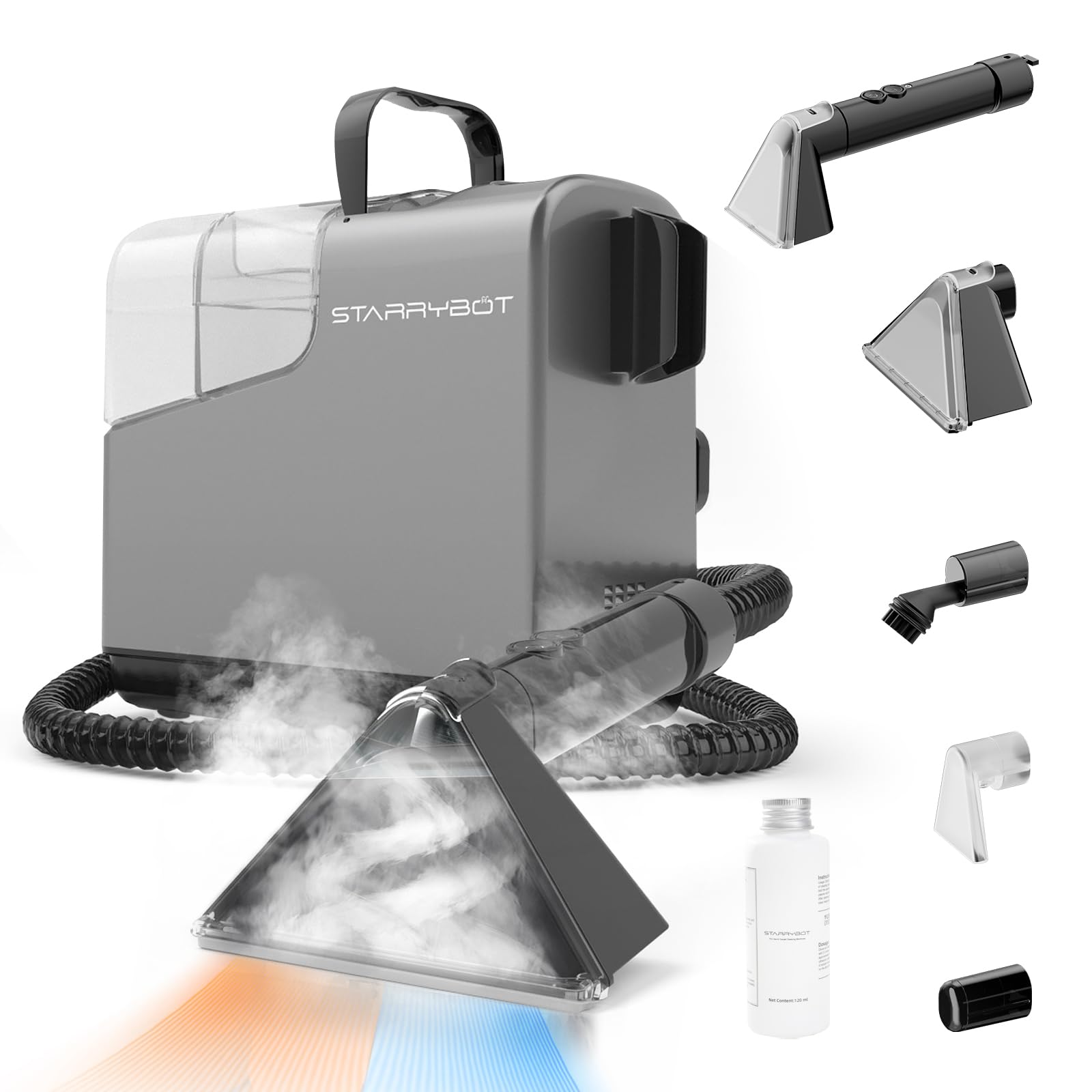 Photo 1 of **SCRAPES**Starrybot Portable Carpet Cleaner Machine with Steam and Heating Techology,18Kpa Powerful Suction with Versatile Tools for Pets, Couch,Spot Cleaner for Stairs/Furniture/Rug(Gray)